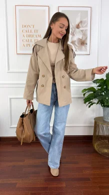 Trencz krótki Beth beżowy