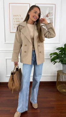 Trencz krótki Beth beżowy