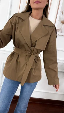 Trencz krótki Beth brązowy