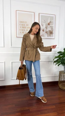 Trencz krótki Beth brązowy