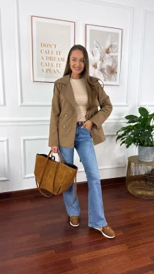 Trencz krótki Beth brązowy