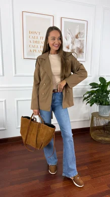 Trencz krótki Beth brązowy