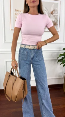 Bawełniana t-shirt Pam różowy