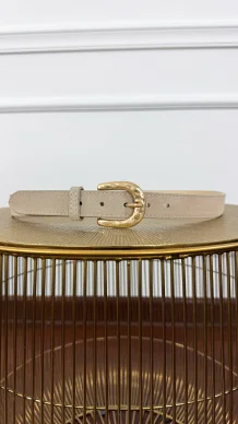 Skórzany pasek Tess zamszowy beżowy