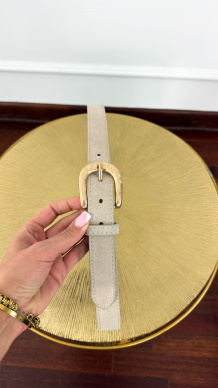 Skórzany pasek Tess zamszowy beżowy