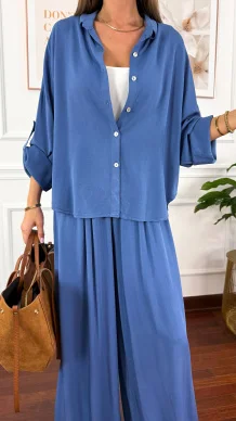 Wiskozowy komplet Ressa niebieski