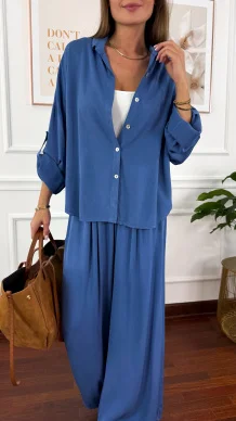 Wiskozowy komplet Ressa niebieski