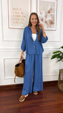 Wiskozowy komplet Ressa niebieski