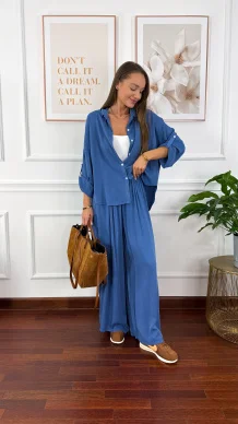 Wiskozowy komplet Ressa niebieski