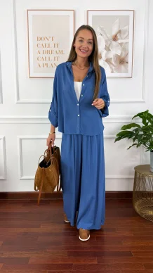 Wiskozowy komplet Ressa niebieski