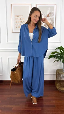 Wiskozowy komplet Ressa niebieski