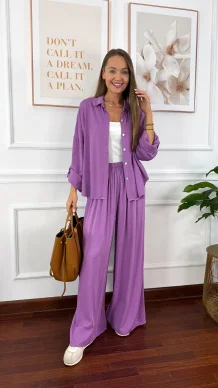 Wiskozowy komplet Ressa fioletowy