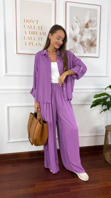 Wiskozowy komplet Ressa fioletowy