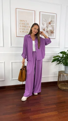 Wiskozowy komplet Ressa fioletowy