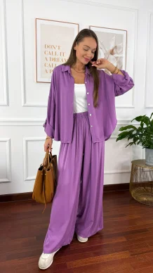 Wiskozowy komplet Ressa fioletowy