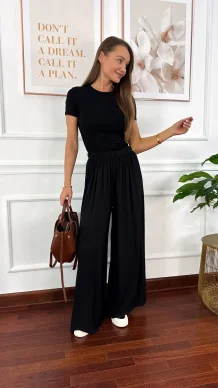 Bawełniana t-shirt Pam czarny