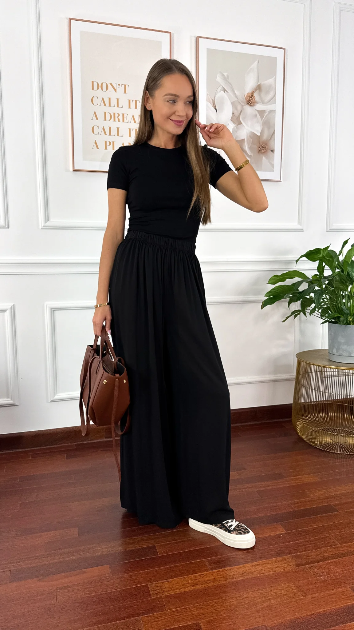 Bawełniana t-shirt Pam czarny