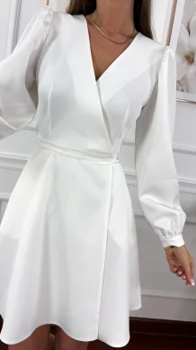 Przekładana bawełniana sukienka Leila biała