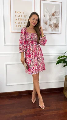 Hiszpanka Tansa w kwiaty różowa