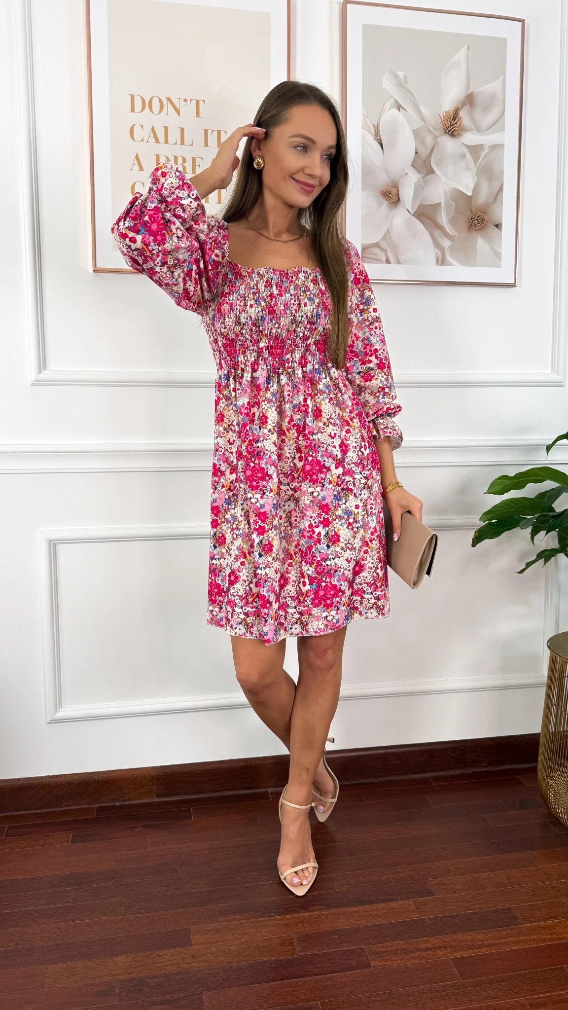 Hiszpanka Tansa w kwiaty różowa