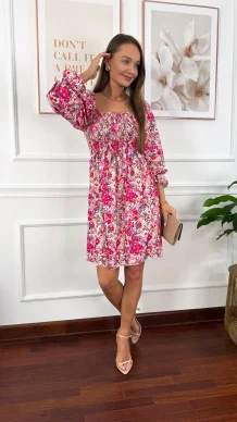 Hiszpanka Tansa w kwiaty różowa