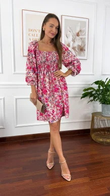 Hiszpanka Tansa w kwiaty różowa