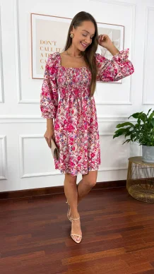 Hiszpanka Tansa w kwiaty różowa