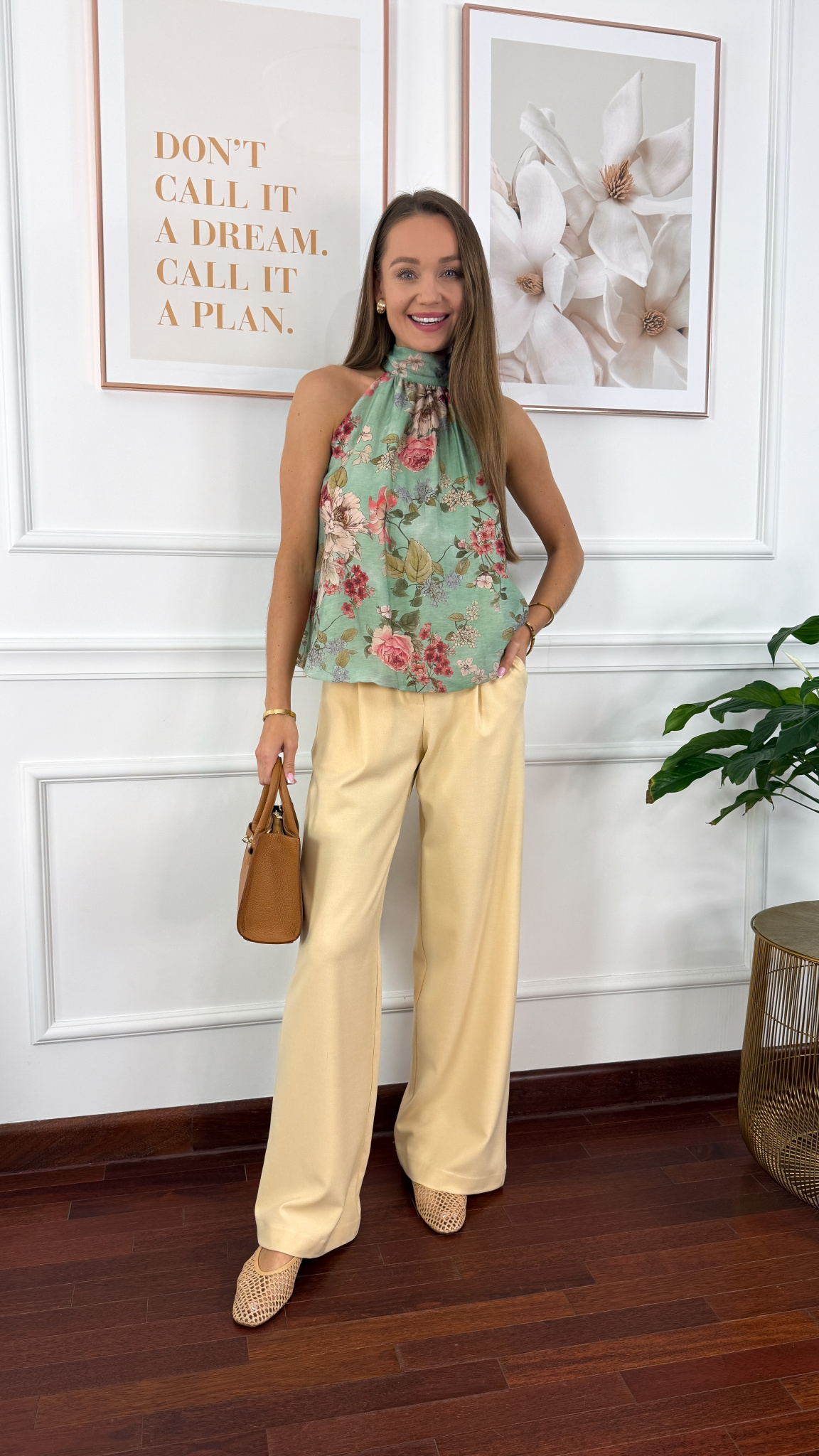 Wiskozowe spodnie Ofelia żółte