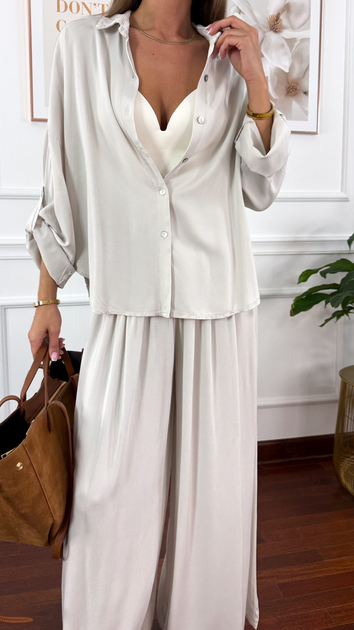 Wiskozowy komplet Ressa jasno szary