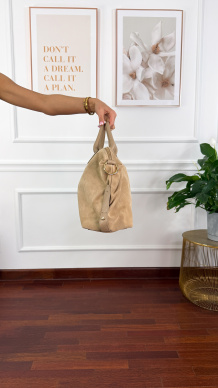 Skórzana zamszowa torebka Rina beżowa