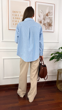 Bawełniana koszula w paski Betty błękitna