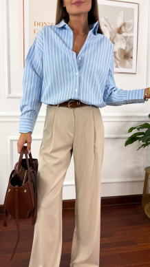 Bawełniana koszula w paski Betty błękitna