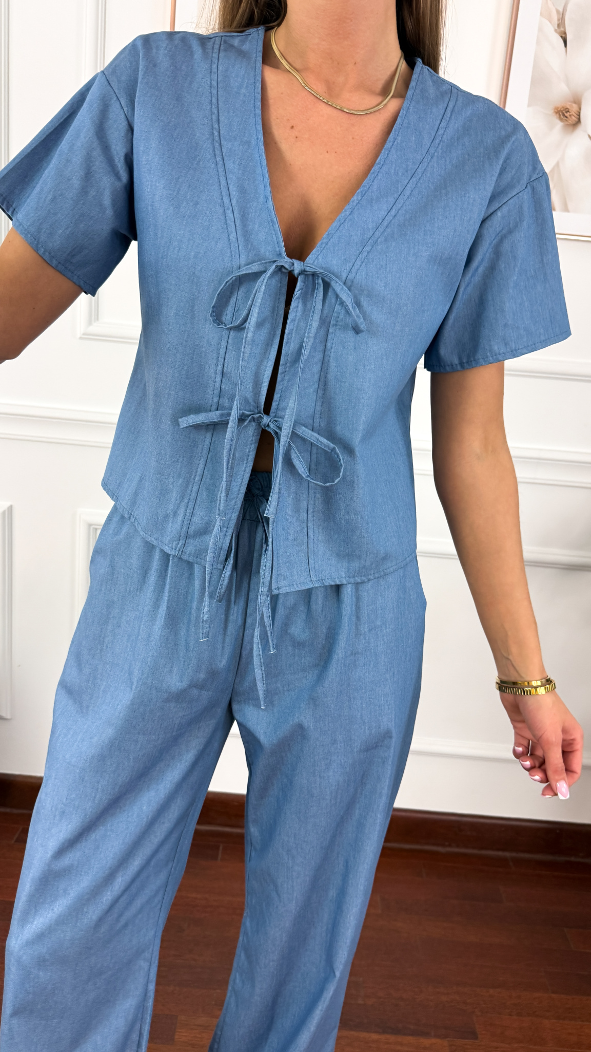 Bawełniany komplet Judi niebieski