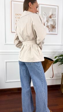 Trencz krótki Beth jasny beż