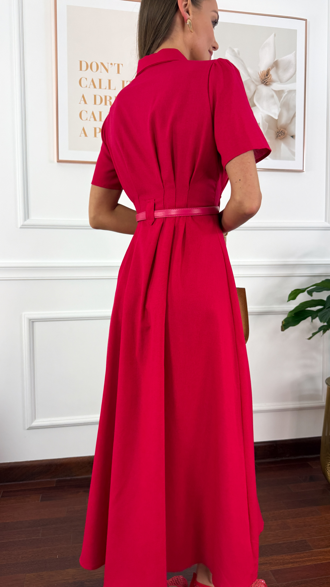 Szmizjerka wiskozowo-lniana Ina czerwona