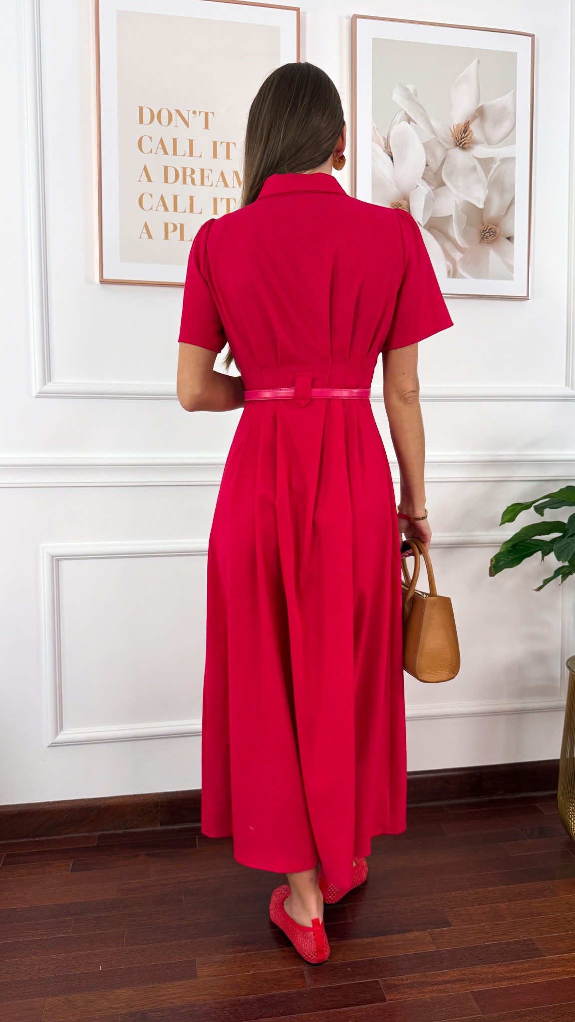 Szmizjerka wiskozowo-lniana Ina czerwona