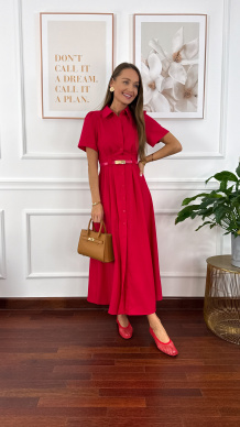 Szmizjerka wiskozowo-lniana Ina czerwona