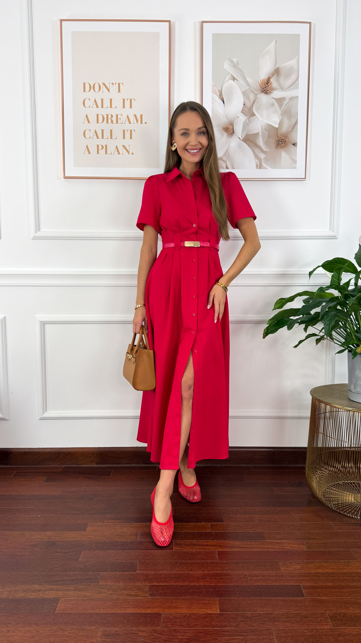 Szmizjerka wiskozowo-lniana Ina czerwona