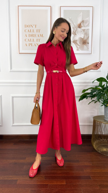 Szmizjerka wiskozowo-lniana Ina czerwona