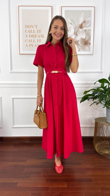 Szmizjerka wiskozowo-lniana Ina czerwona