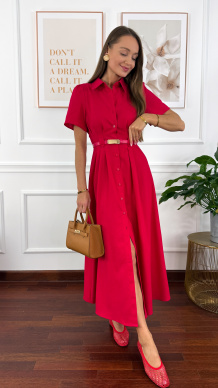 Szmizjerka wiskozowo-lniana Ina czerwona