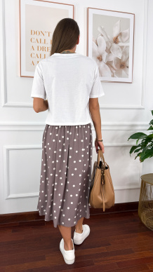 Wiskozowa spódnica Dani taupe w kropki