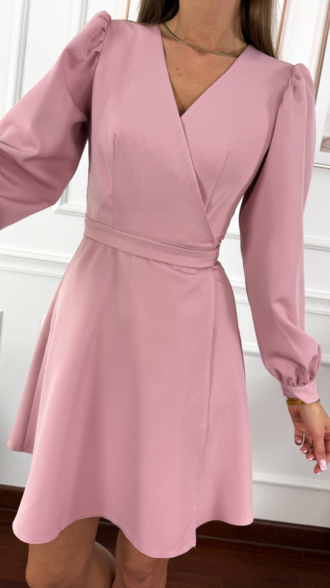 Przekładana bawełniana sukienka Leila różowa