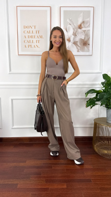 Wiskozowe szerokie spodnie Esti fango