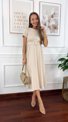 Bawełniana sukienka maxi Maja beżowa