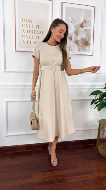 Bawełniana sukienka maxi Maja beżowa