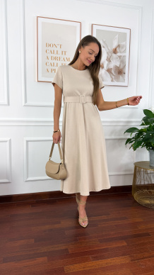 Bawełniana sukienka maxi Maja beżowa