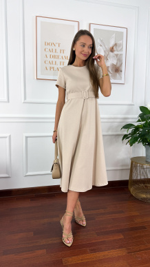 Bawełniana sukienka maxi Maja beżowa