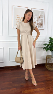 Bawełniana sukienka maxi Maja beżowa