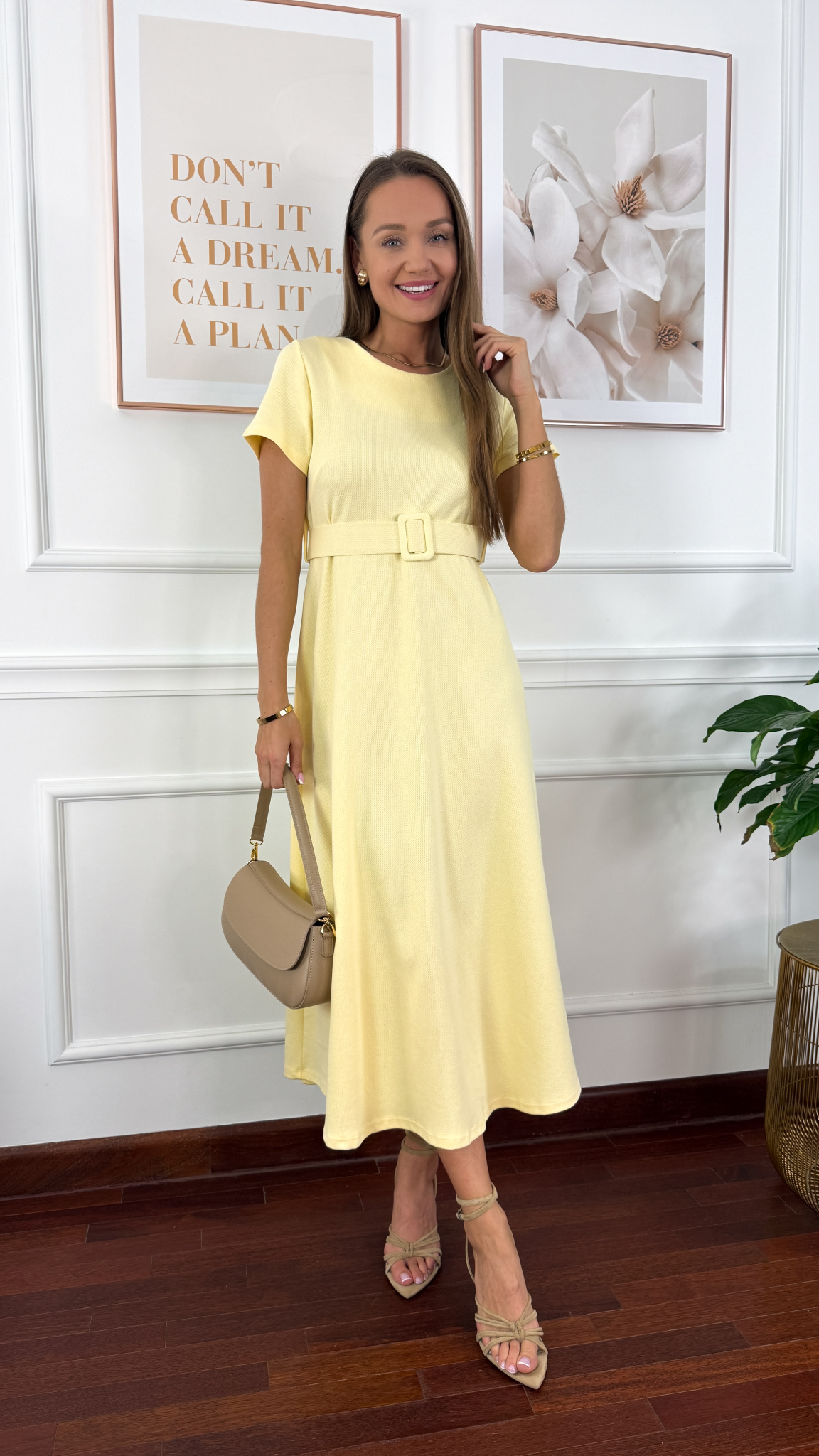 Bawełniana sukienka maxi Maja żółta